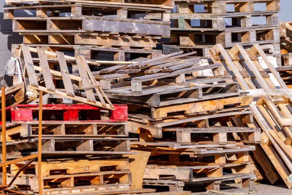 Loading pallets stacked, EUR-pallets, transport, logistics, loading, warehouse, transport, goods